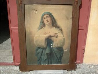 Predám starožitný obraz z roku 1890 - olejotlač Panna Mária