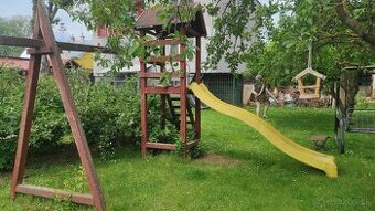 Záhradná šmýkalka - veľká s domčekom