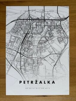 Plagát poster - Petržalka Mapa A3