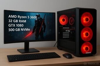 Výkonný herný PC – Ryzen 5 3600 + GTX1080-X 8GB + 32GB RAM