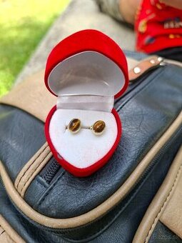 Zlate náušnice Tigrie oči 585