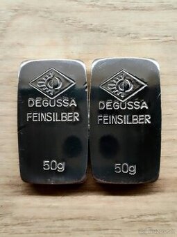Strieborné tehličky Degusa 50g, 999.