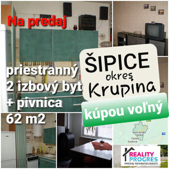 PRIESTRANNÝ 2 IZBOVÝ BYT ŠIPICE - KRUPINA - VOĽNÝ