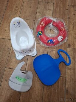 Nočník, lopata na sneh, silikonový podbradník, koleso.