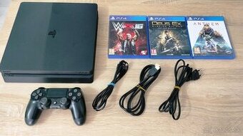 PS4 Slim s 500GB HDD + príslušenstvo a 3 hry