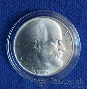 Strieborná pamätná minca 50Kčs,  1970, V. I. LENIN, BK