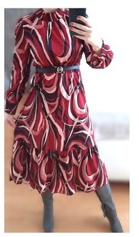 Bordové midi šaty, uni XS, S, M