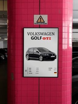 A3 Obraz - Volkswagen Golf 5 GTI s rámom
