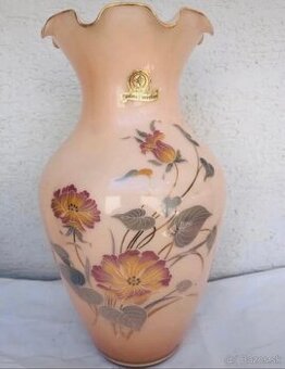 Krasna talianska vysoka sklena sklo vaza kvety