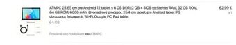 Tablet ATMPC Android 12, 10 palcov 2gb+4Gb rozšírená pamäť