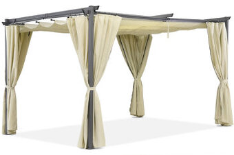 Antracitová pergola na terasu so závesmi La Palma 3x4m