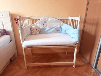 Detská postieľka,mantinel,perina,vánkus,obliecky,fusak, deky