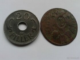 Mince RU 1 grajciar 1800, a maďar. mincu 20 filér 1941