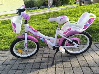 Detský dievčenský bicykel 16" aj prídavnými kolieskamy