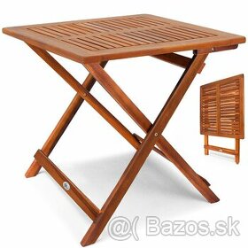 Záhradný skladací drevený stolík 70 x 70 cm agát - 1