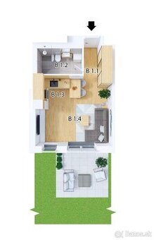 1 izbový byt so 120m2 záhradou v Modre