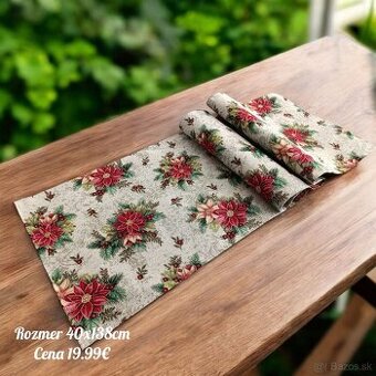 Vianočné ruže - vianočný obrus, štóla