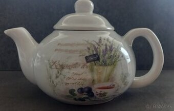 LEVANDULOVÝ SET čajník, šálka s podšálkou, cukornička, dóza