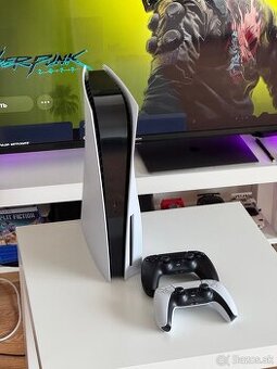 PlayStation 5 with Disc Drive and Two Controllers, ps5, PS 5
