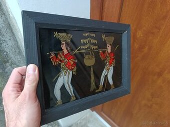 starožitný obraz maľba na skle Zbojníci - 1