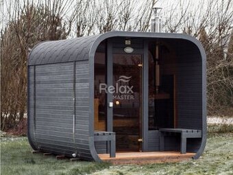 Zahradní finská sauna CUBE sauna 3M s terasou