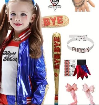 Harley Quinn - detský kostým, veľkosť 155, 10 kusov