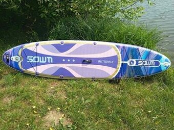 Paddleboard fialovy s obojstrannym veslom