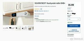 SILVERCREST® Kuchynské rádio DAB+ povodna cena 35,99€ - 1