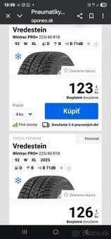 225/40 r18 wredstein vintrac pro zimné pneumatiky