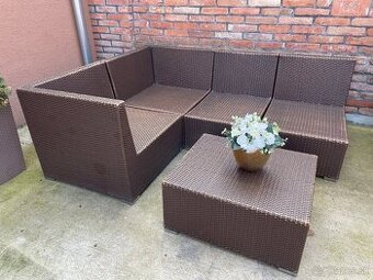 Záhradná ratanová sedacia súprava – modulová zostava +stolik