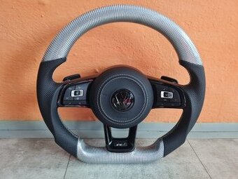 VOLANT VOLKSWAGEN R LINE GTI - KOZA / BIELY KARBON / BORDOVY