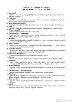 Maturitné témy z geografie/ zemepisu (ústna skúška)