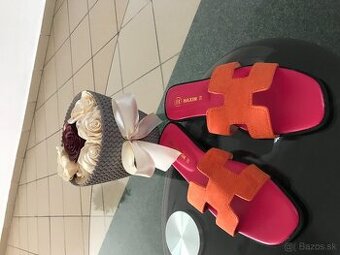 NOVE HERMES Orange damske slapky 39