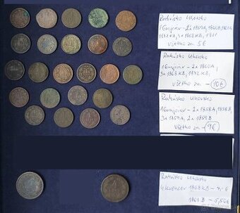 Zbierka mincí - Rakúsko Uhorsko prvá a druhá emisia - upr