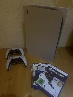 PlayStation 5 – ako nová, top stav, 2 ovládače + 4 hry