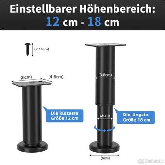 Nábytkové nohy Nohy nábytku kovové s nastaviteľnou výškou