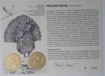 Autorská karta 5€ Hlucháň hôrny a pamätné listy.
