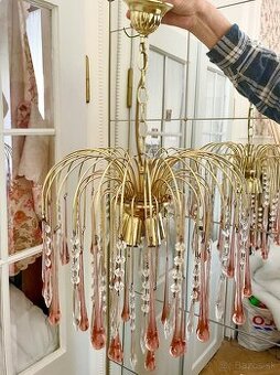 Murano krištáľový kaskádový luster 60. roky