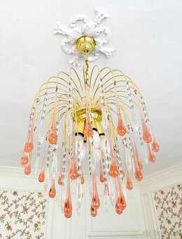 Murano krištáľový kaskádový luster 60. roky