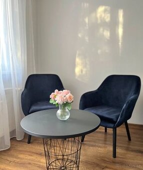 Dve kresielka - zamatová modrá