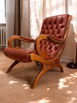 Luxusné pohodlné kreslo v štýle Chesterfield, V92xH85xS61