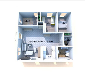 3 izbový byt na prenájom, Melčice