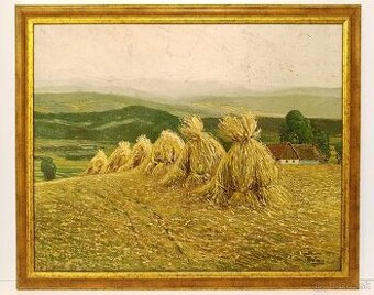 Obraz J.Svátek, žně na Šumavě, olej 62x75