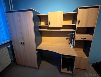 Detská izba komplet: Zostava skriňa + stôl + regál
