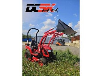 Traktor TYM T194 s čelným nakladačom a medzinápravovou kosou