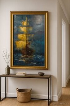 Ručne maľovaný obraz Loď vhodný ako dar