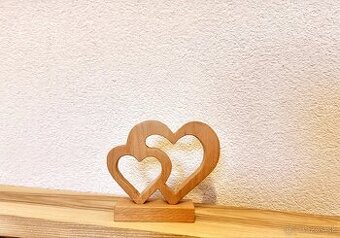 Srdcový pár - drevená dekorácia