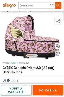 CYBEX priam vanička Cherubs pink nová
