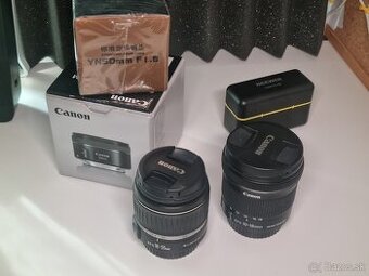 Objektivy Canon ef 18-55mm f/3.5 50mm f/1.8 10-18mm