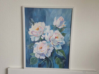 Akryl na akvarelovom papieri, ramik 30x40cm, motív : Kvety